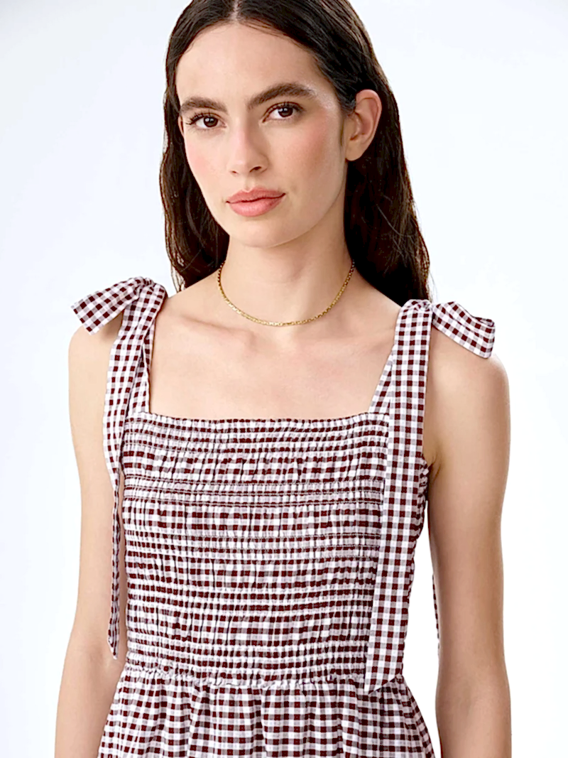 Dixie Dress in Chocolate and Cream Gingham