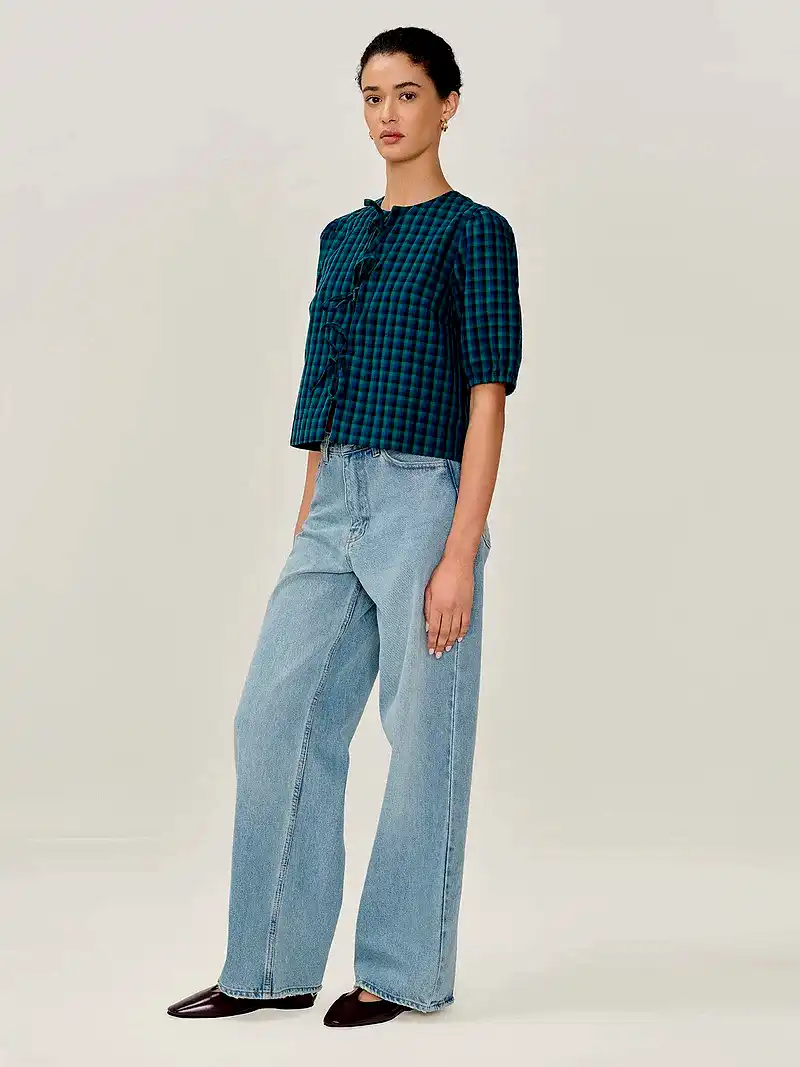 Apollo Blouse in Blue and Green Check