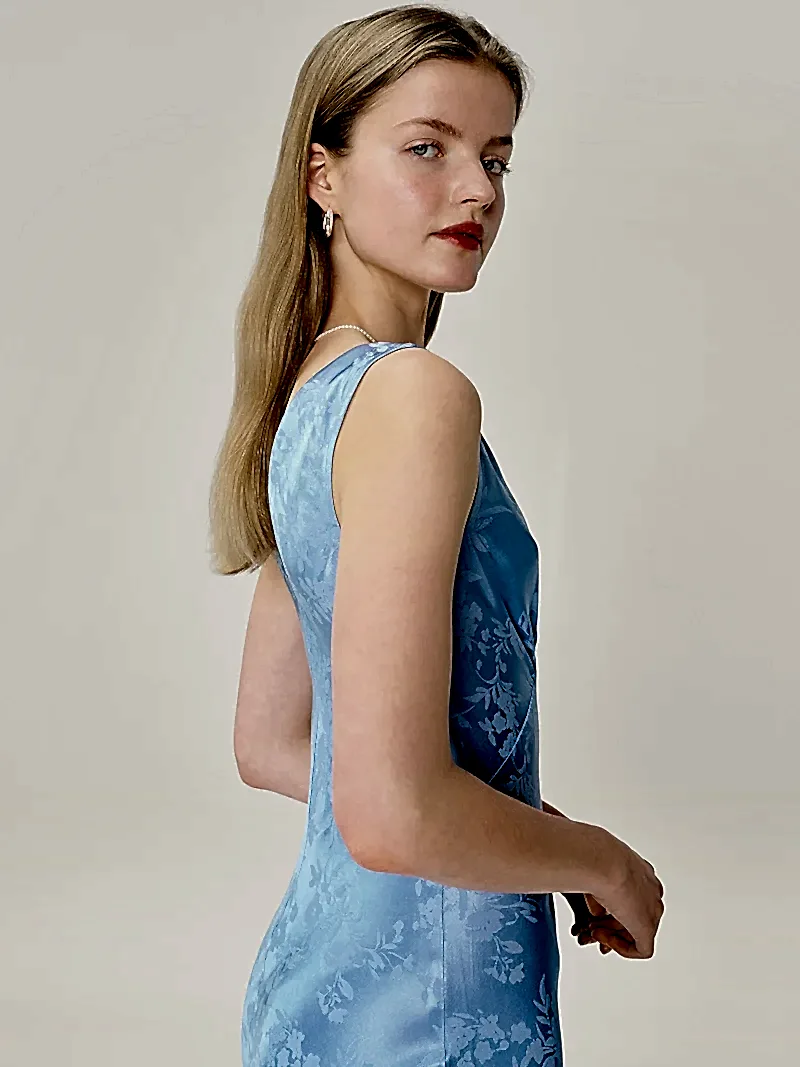 Iris Jacquard Dress in Vista Blue