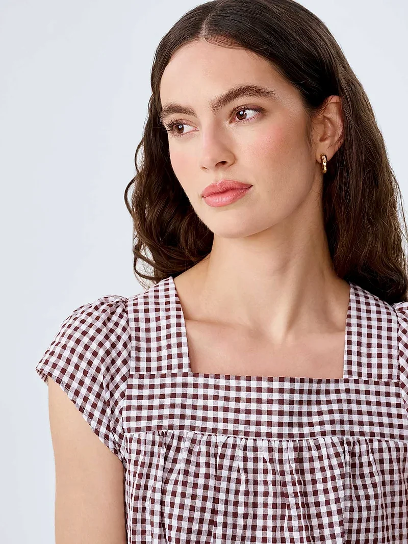 Delphine Dress in Choclate/Cream Gingham