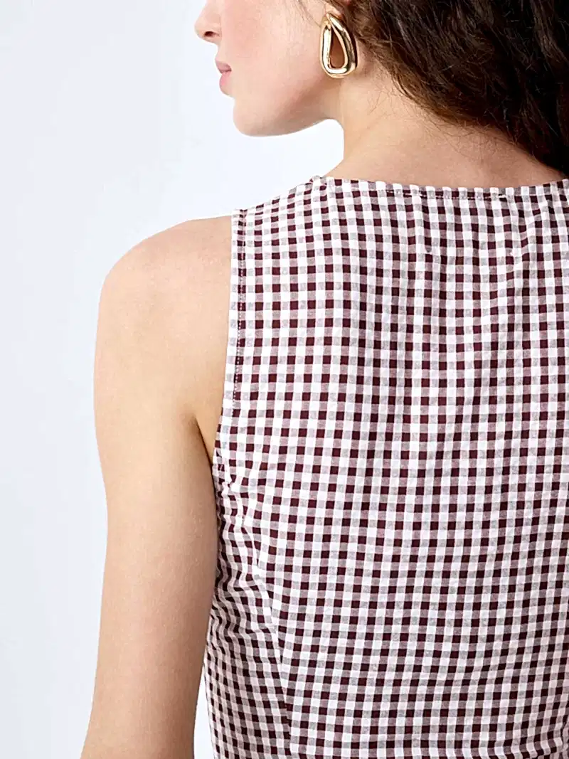 Margate Dress in Chocolate and Cream Gingham