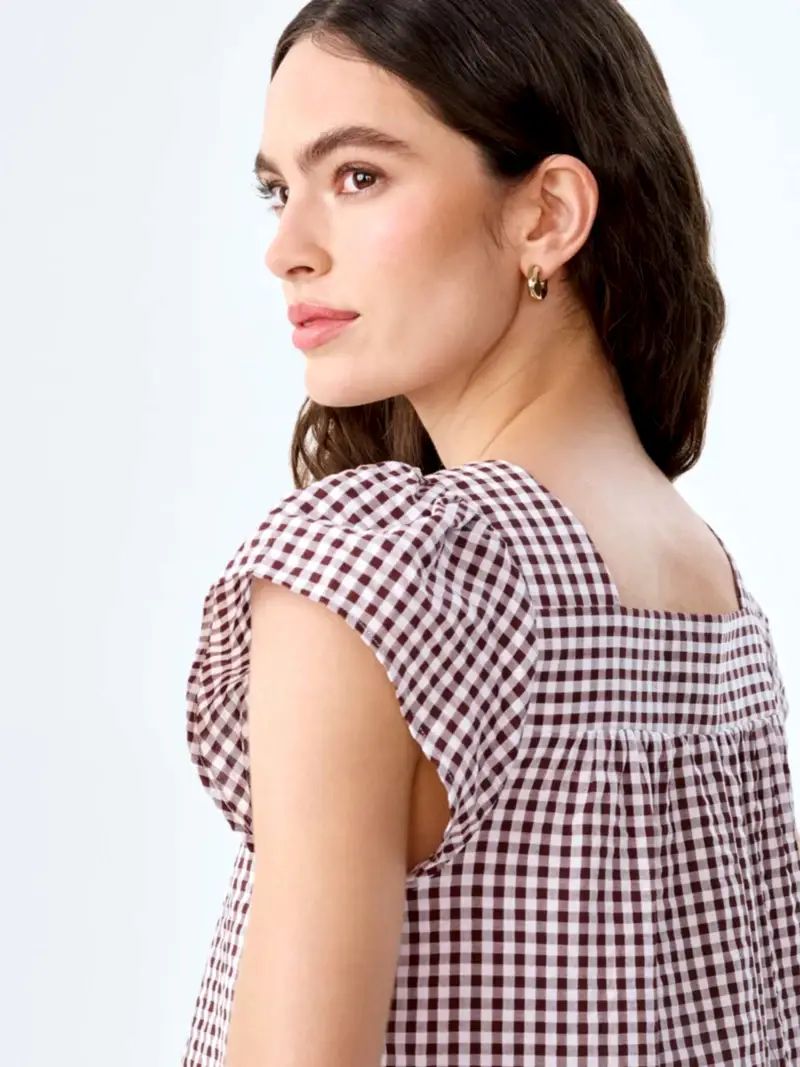 Delphine Dress in Choclate/Cream Gingham