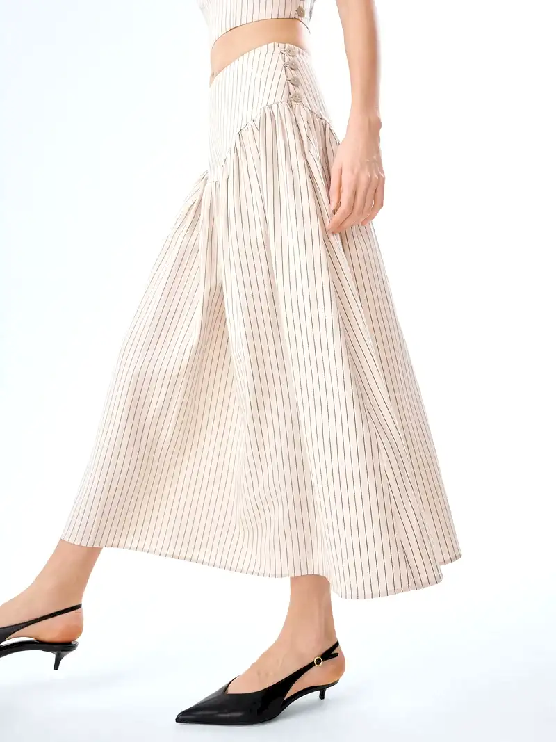 Lucille Skirt in Cream and Black Stripe