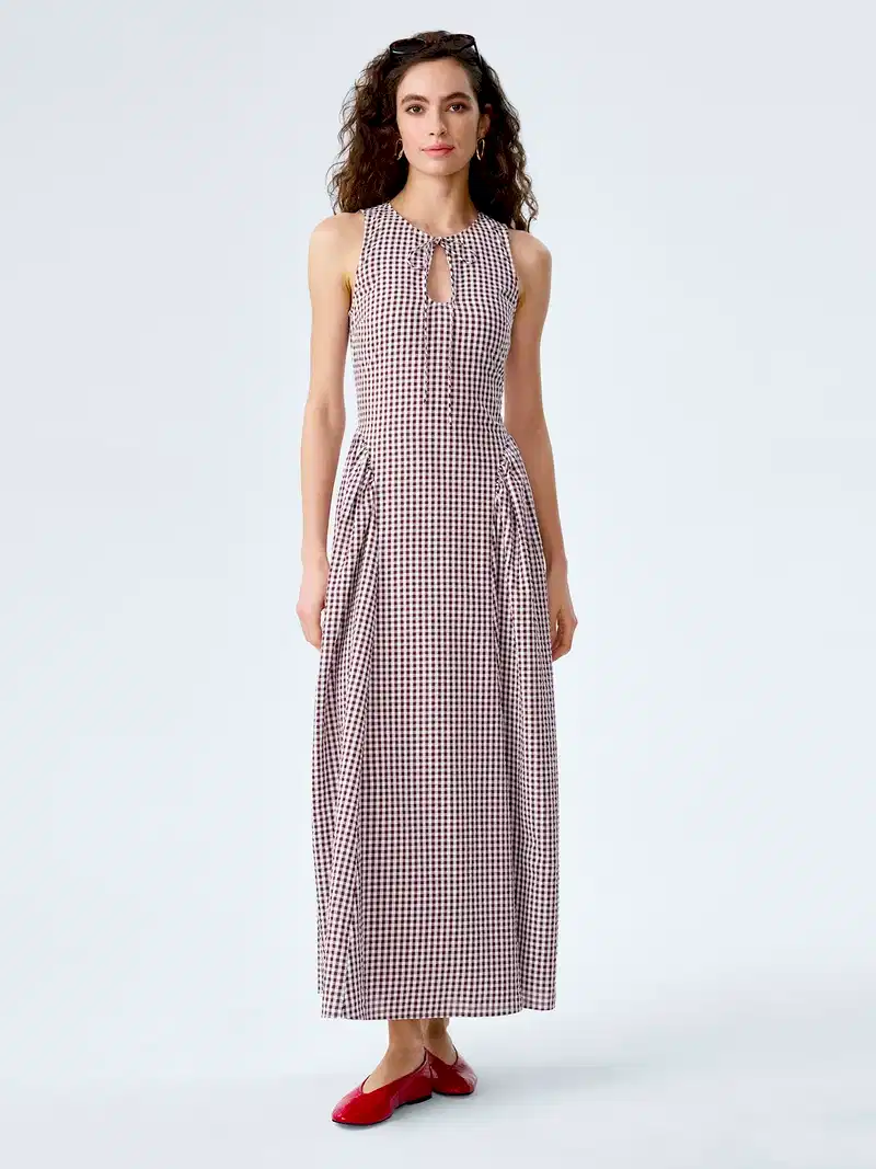 Margate Dress in Chocolate and Cream Gingham