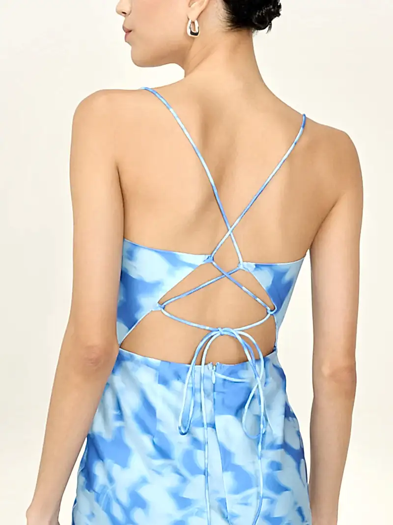Riviera Dress in Blue Blurred Floral