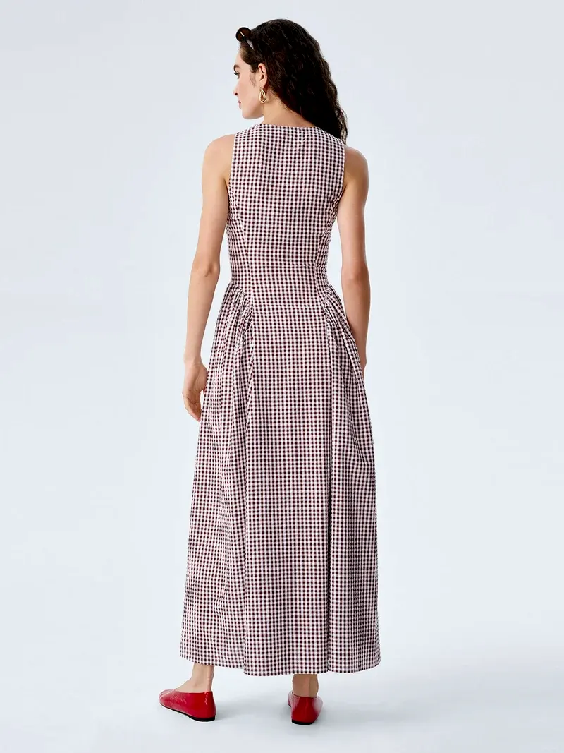 Margate Dress in Chocolate and Cream Gingham