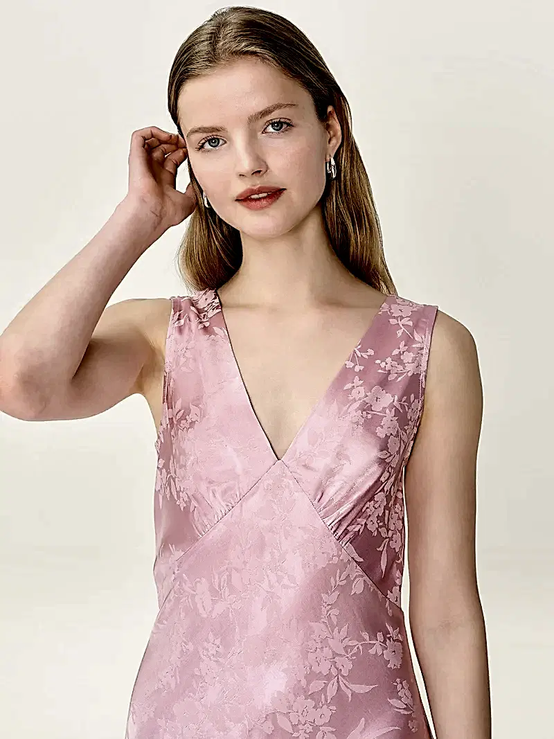 Iris Jacquard Dress in Bleached Mauve