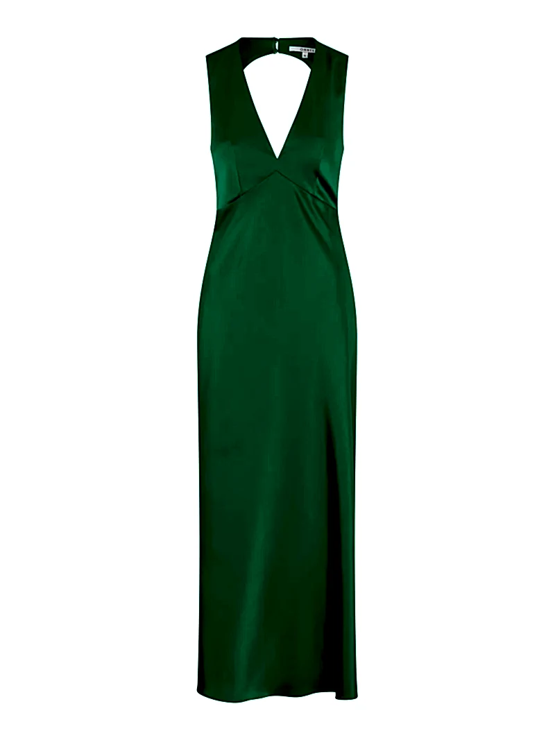 Nova Tie Back Dress in Emerald Green