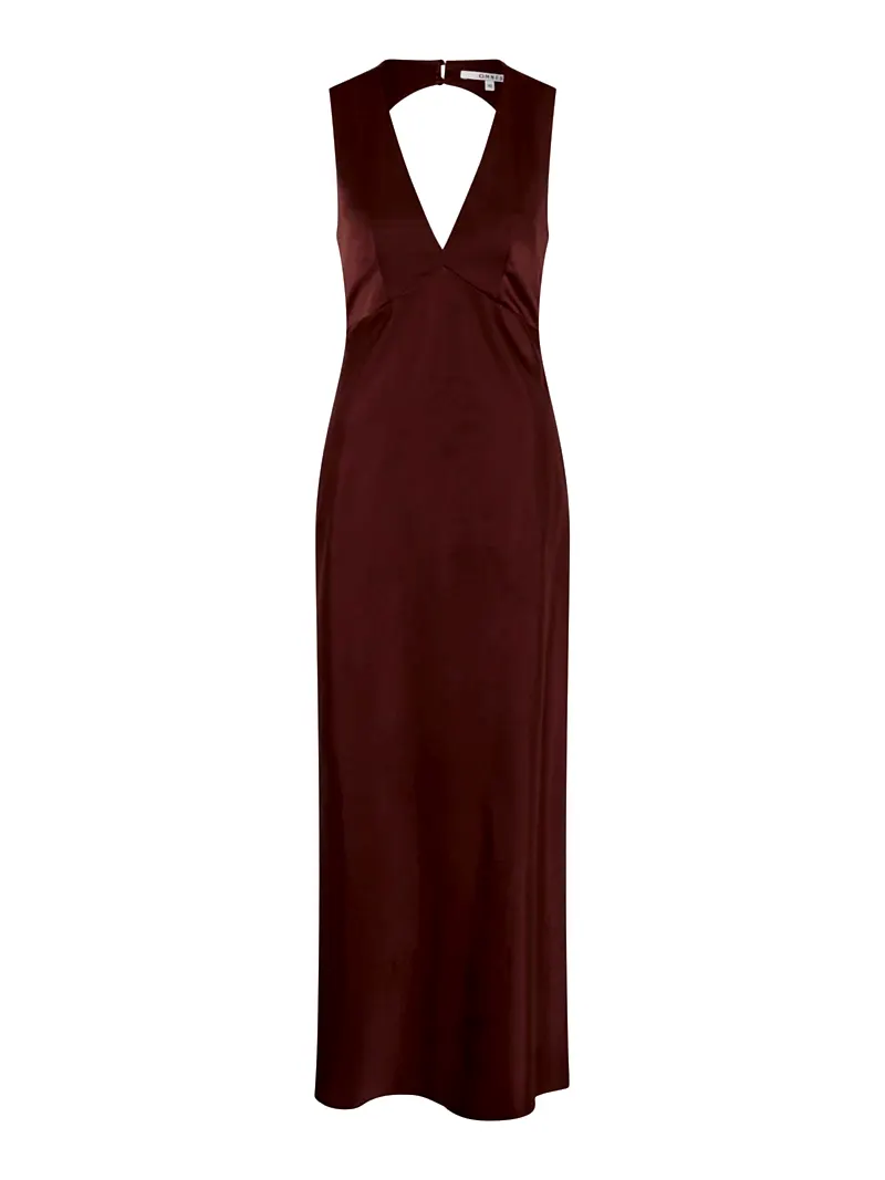 Nova Tie Back Dress in Chocolate