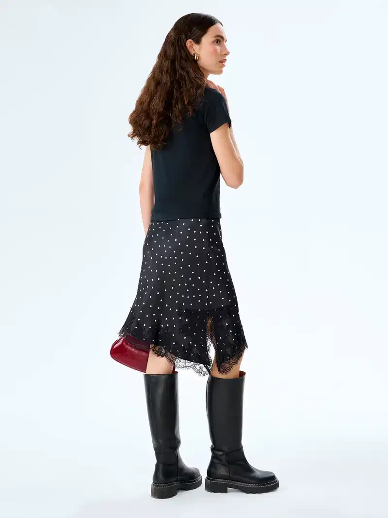 Amada Skirt in Black Polka Dot
