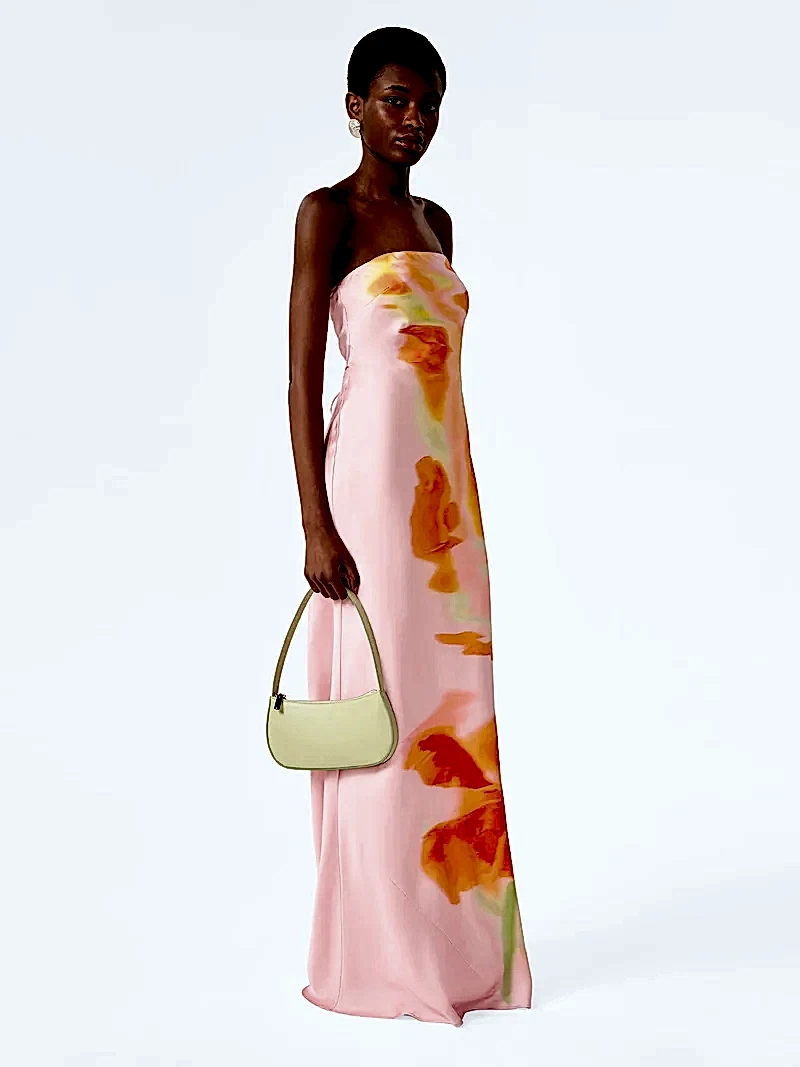 Amdra Dress in Pink Glitched Floral Placement