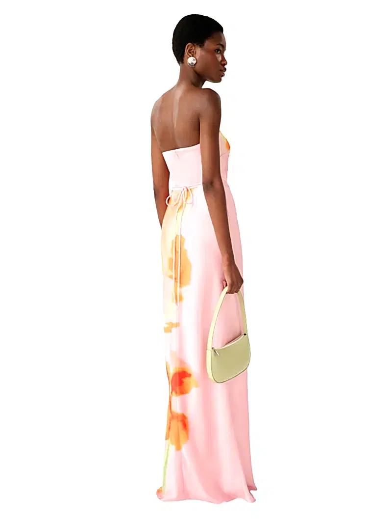 Amdra Dress in Pink Glitched Floral Placement