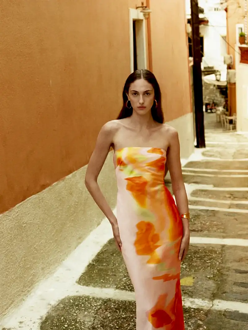 Amdra Dress in Pink Glitched Floral Placement