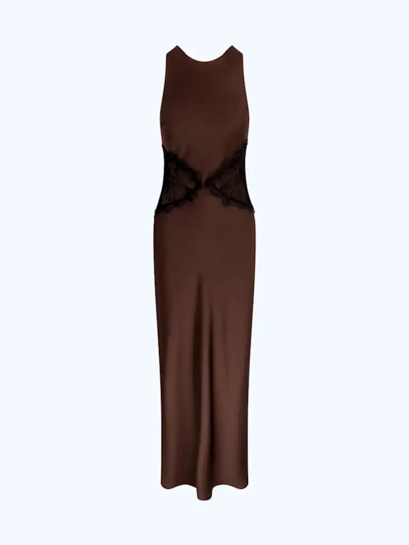 Andrea Dress in Chocolate / Black Lace