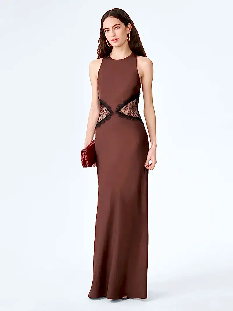 Andrea Dress in Chocolate / Black Lace
