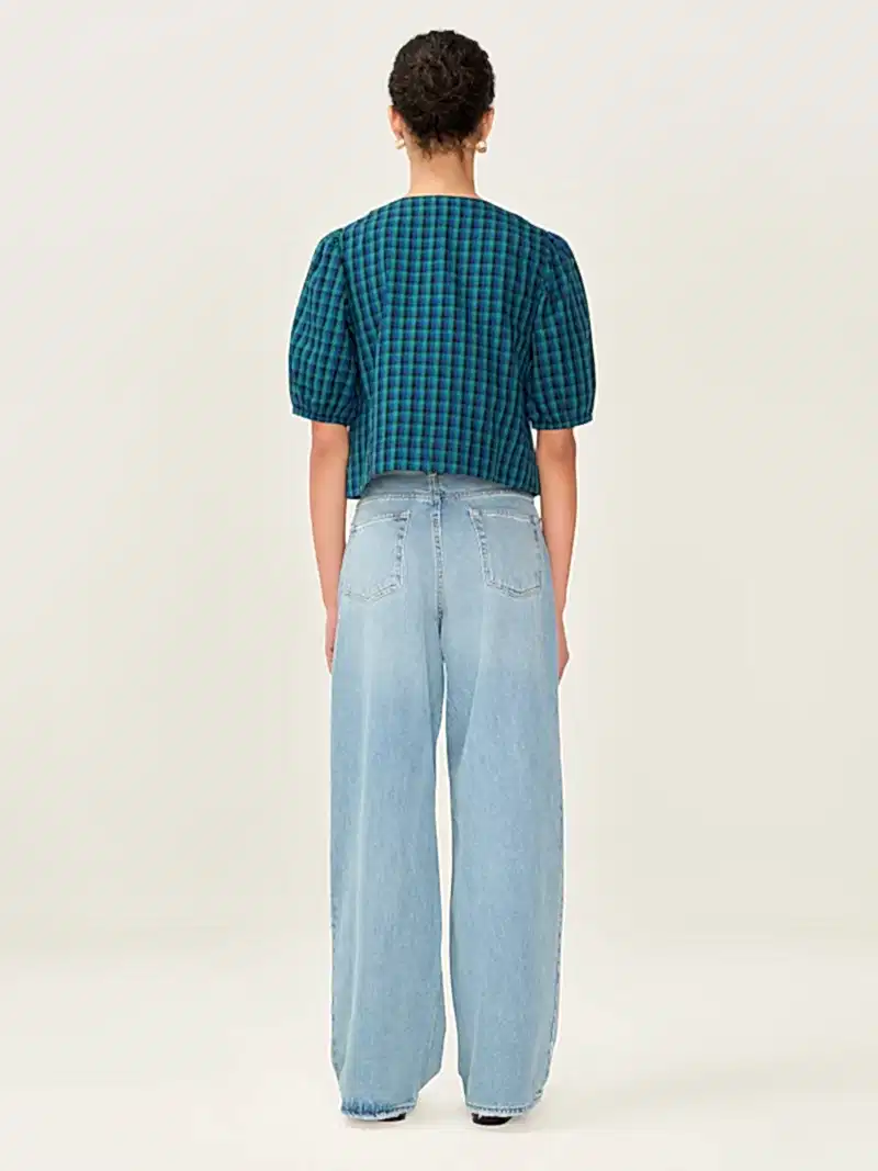 Apollo Blouse in Blue and Green Check