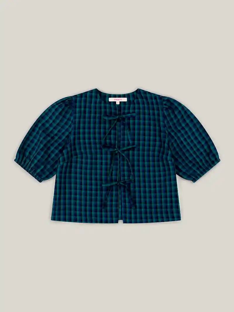 Apollo Blouse in Blue and Green Check