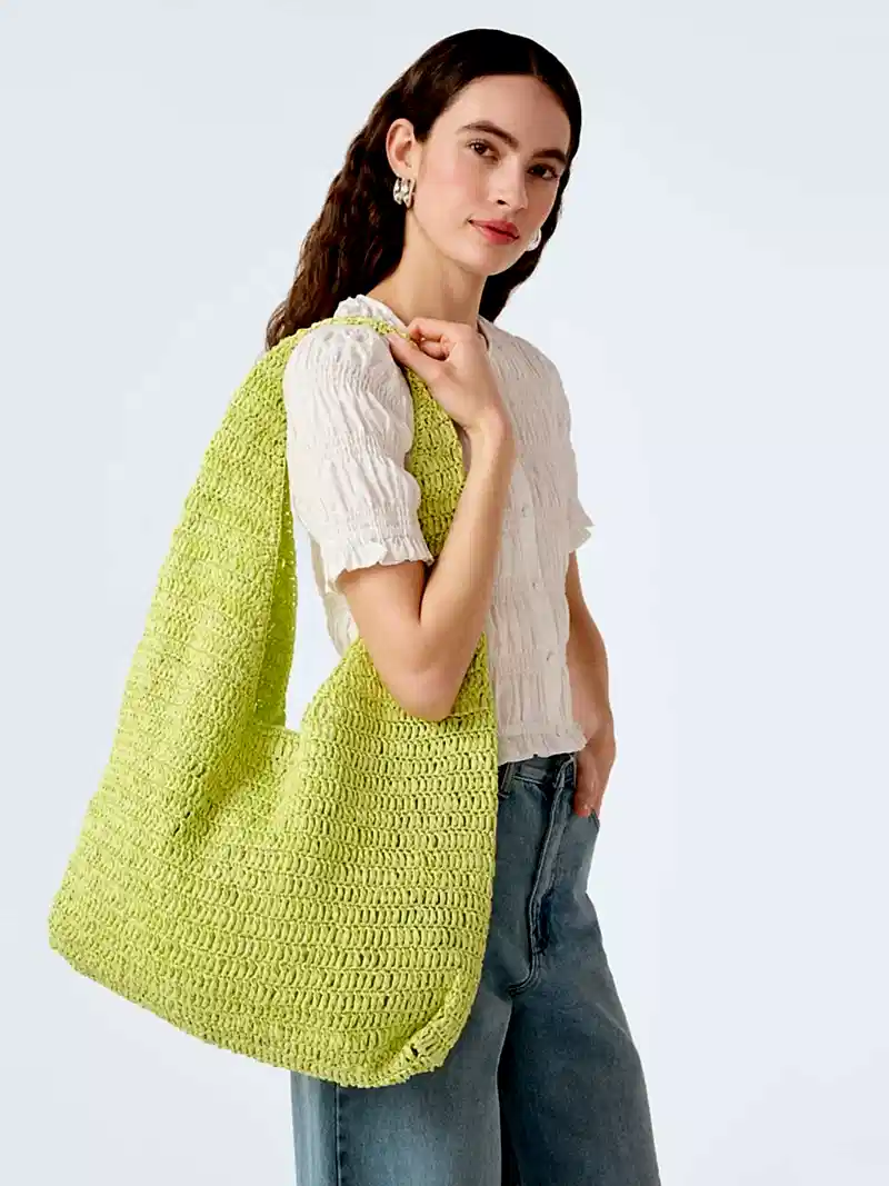 Aruba Large Straw Bag in Lime
