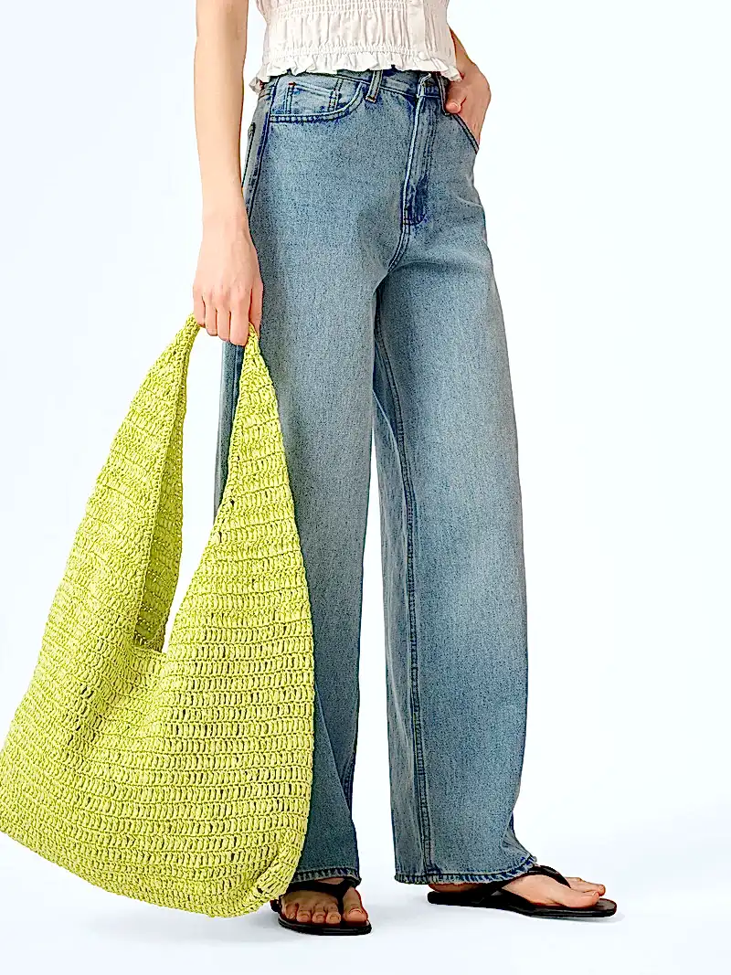 Aruba Large Straw Bag in Lime