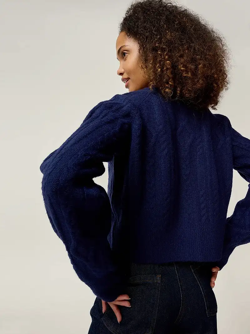 August Cable Cardigan in Navy