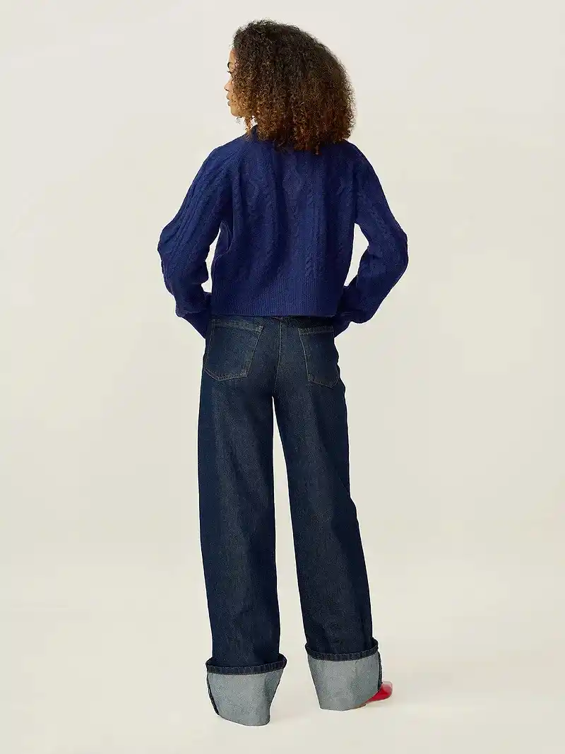August Cable Cardigan in Navy