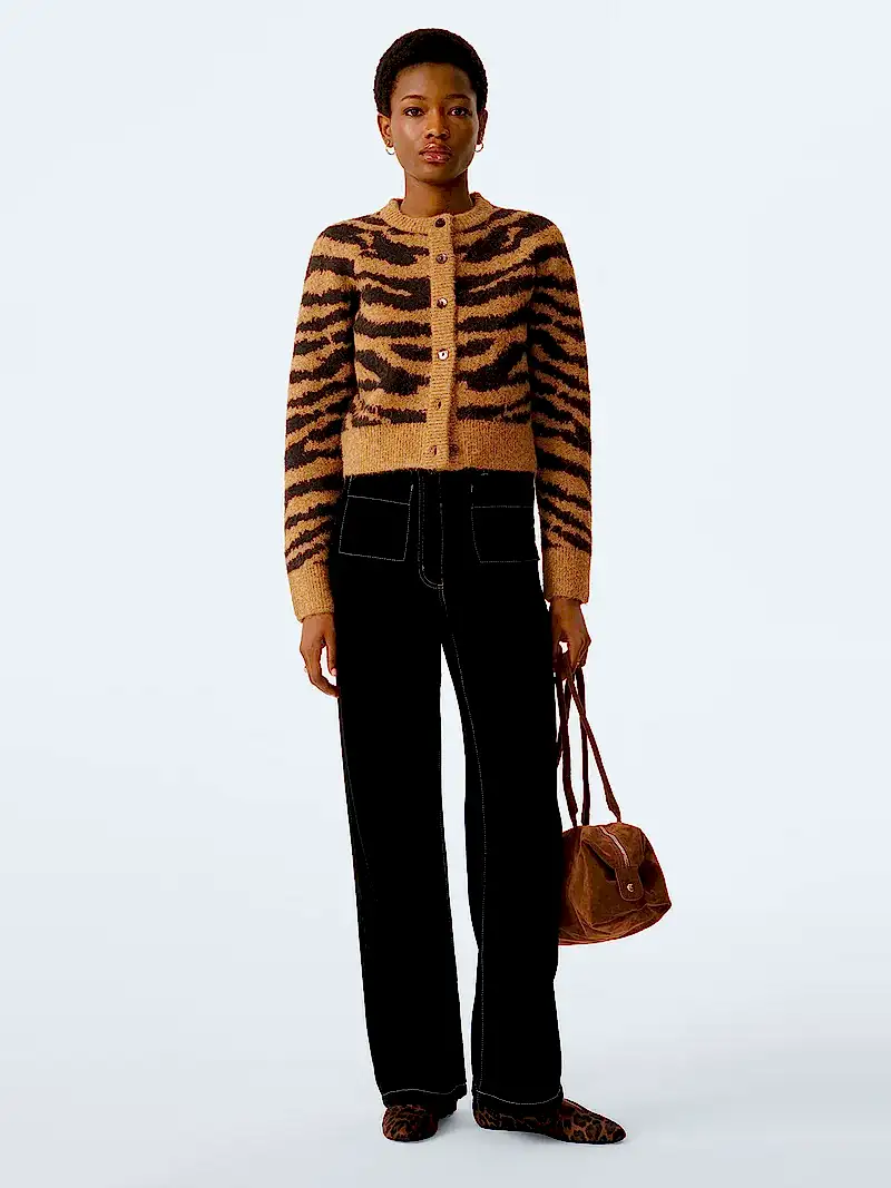 August Cardigan in Brown Animal