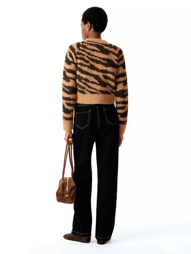 August Cardigan in Brown Animal