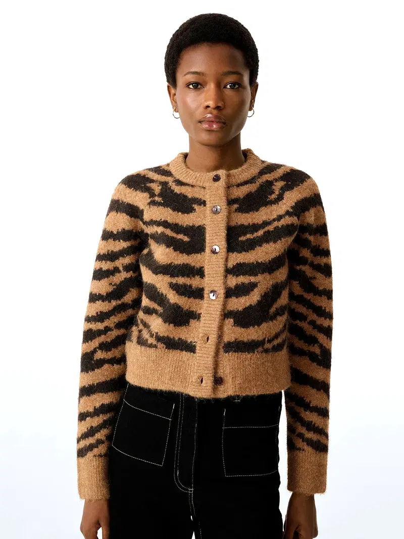 August Cardigan in Brown Animal