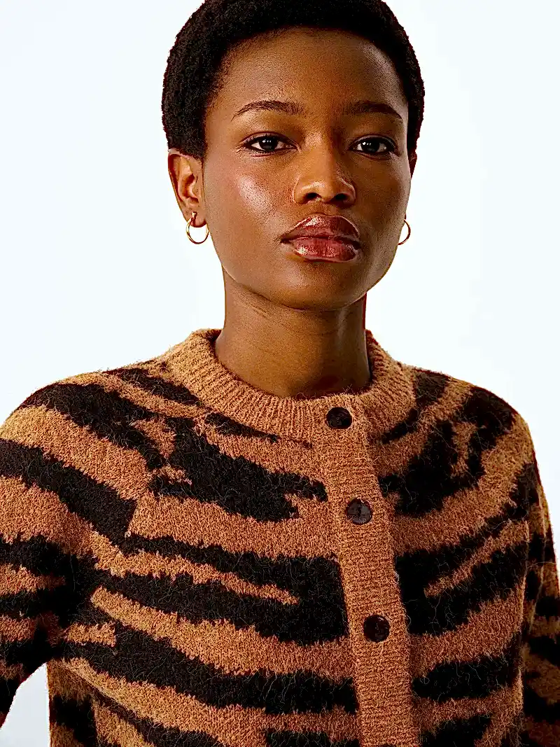 August Cardigan in Brown Animal