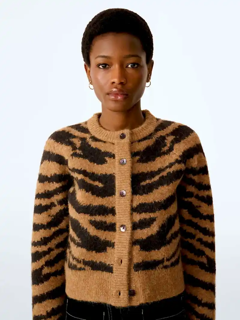 August Cardigan in Brown Animal