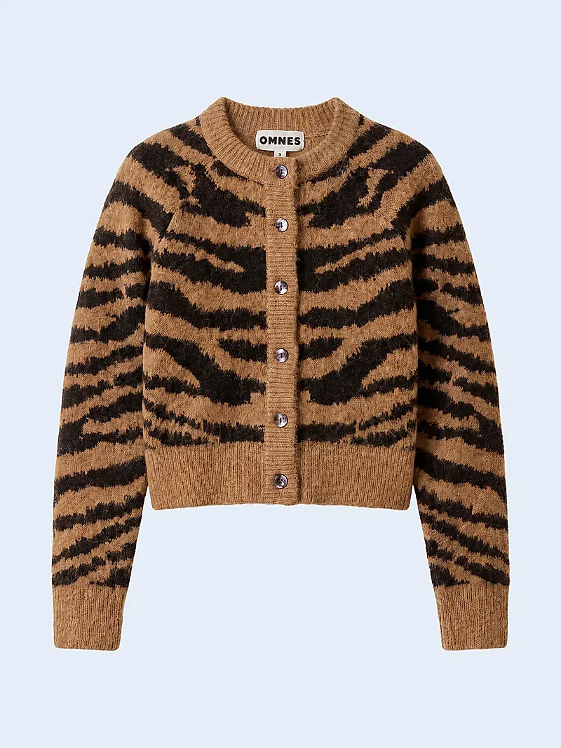 August Cardigan in Brown Animal