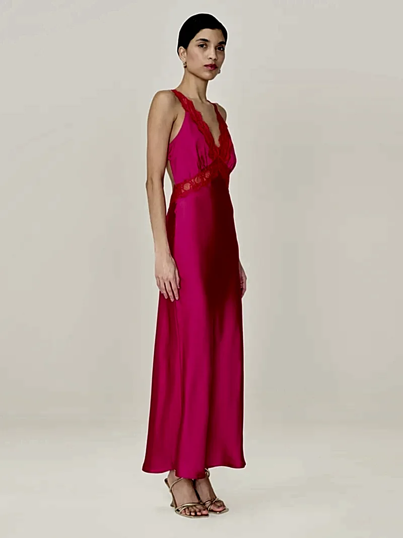 Aurelia Dress in Raspberry / Red