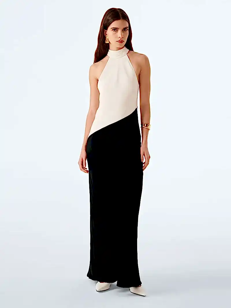 Avery Dress in Ivory and Black