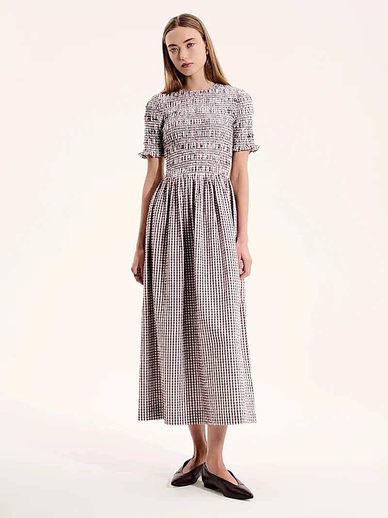 Becky Dress in Brown Gingham
