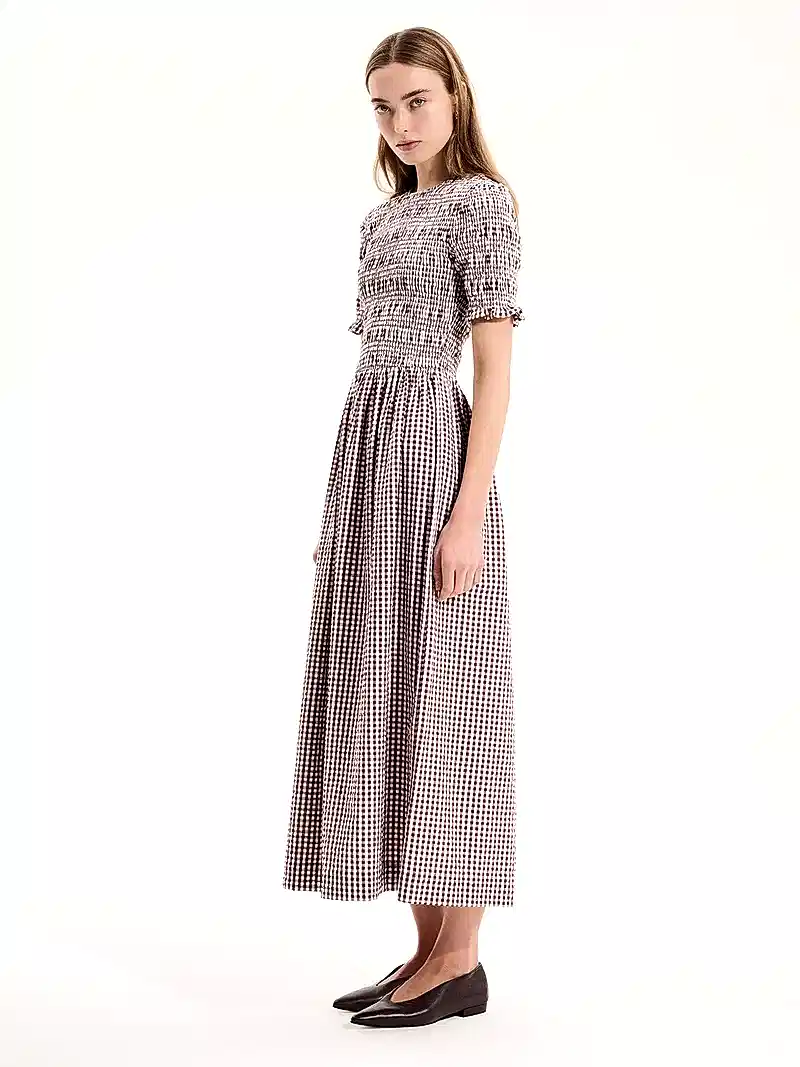Becky Dress in Brown Gingham