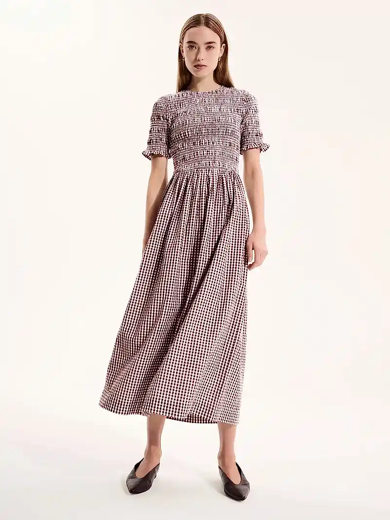 Becky Dress in Brown Gingham
