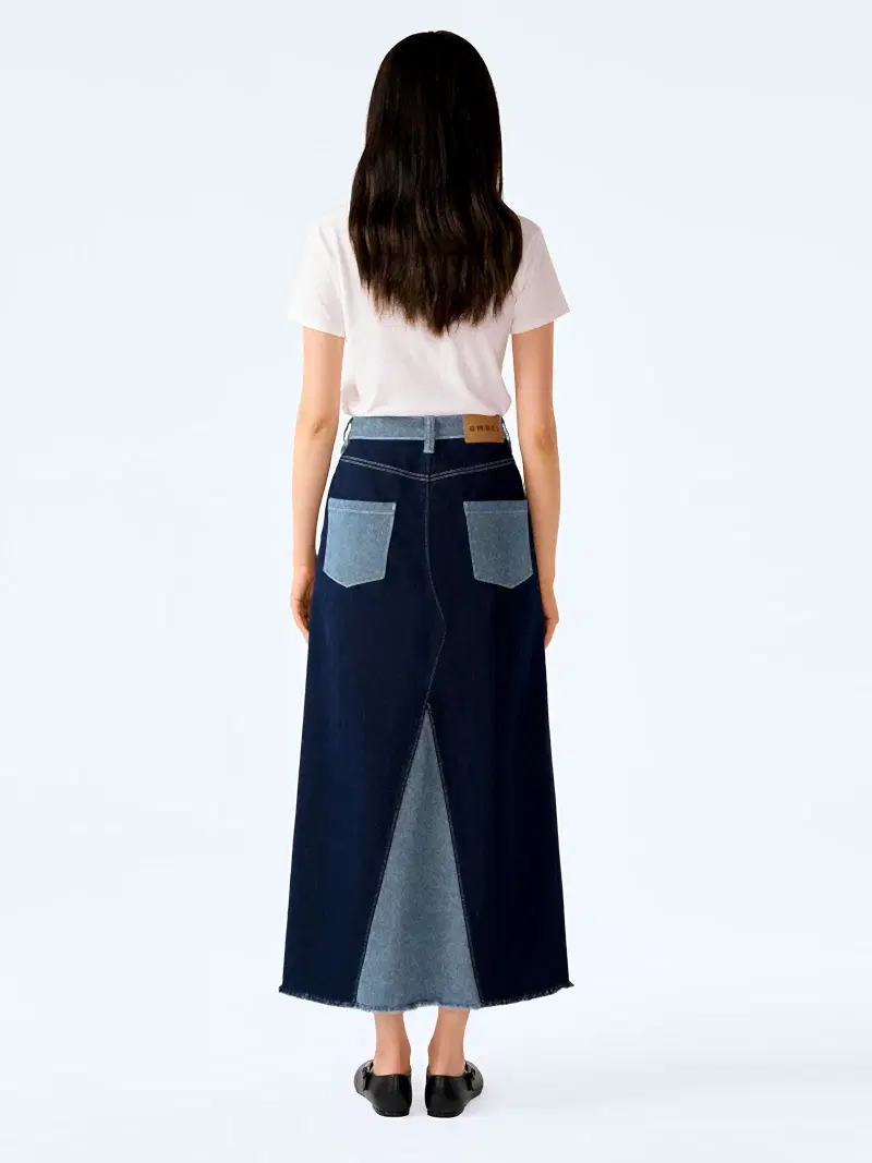 Benson Skirt in Indigo and Bleach