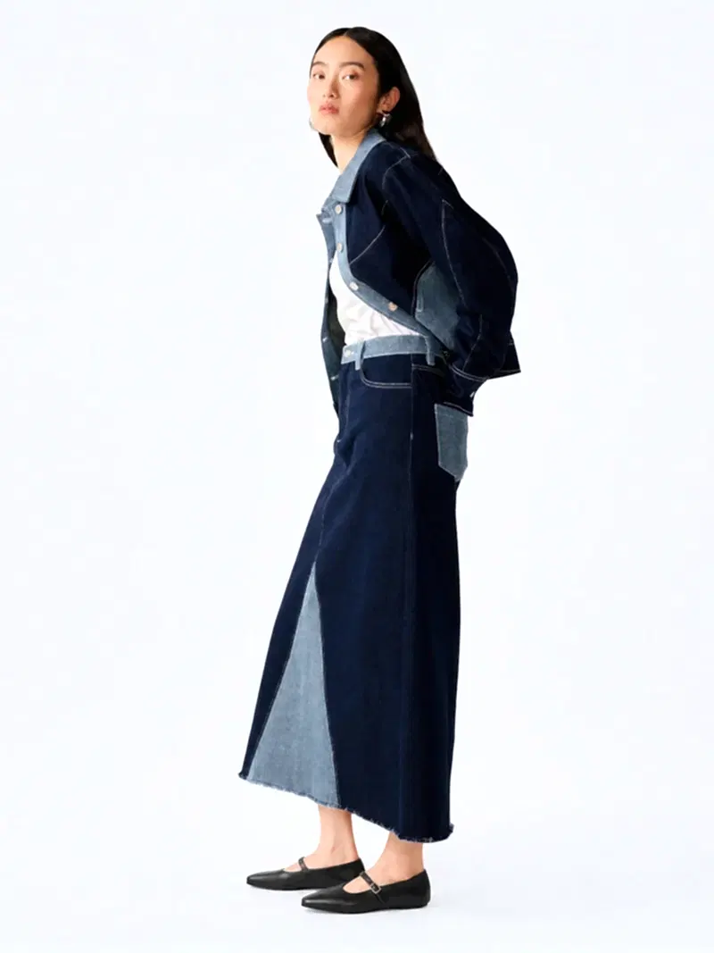 Benson Skirt in Indigo and Bleach