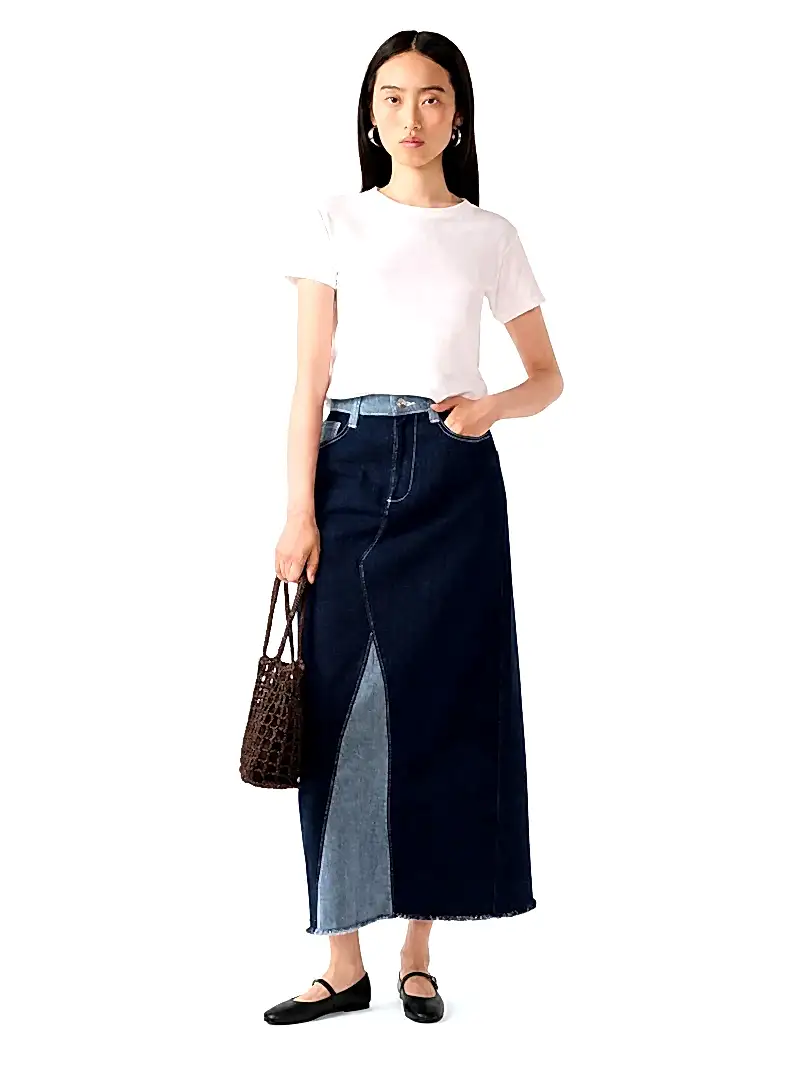Benson Skirt in Indigo and Bleach