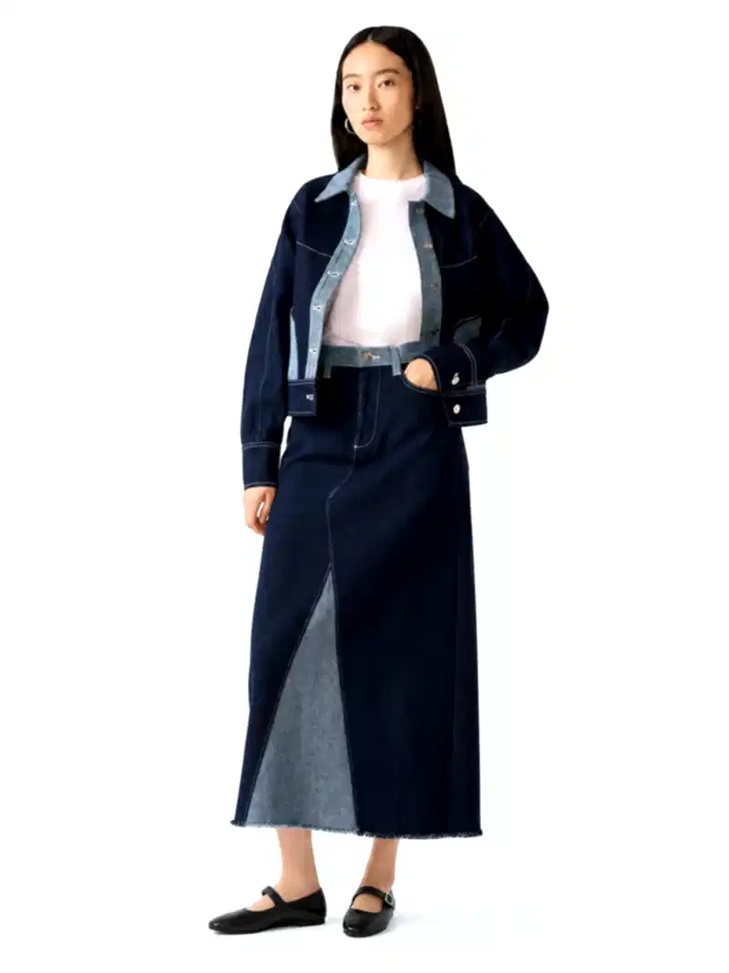 Benson Skirt in Indigo and Bleach