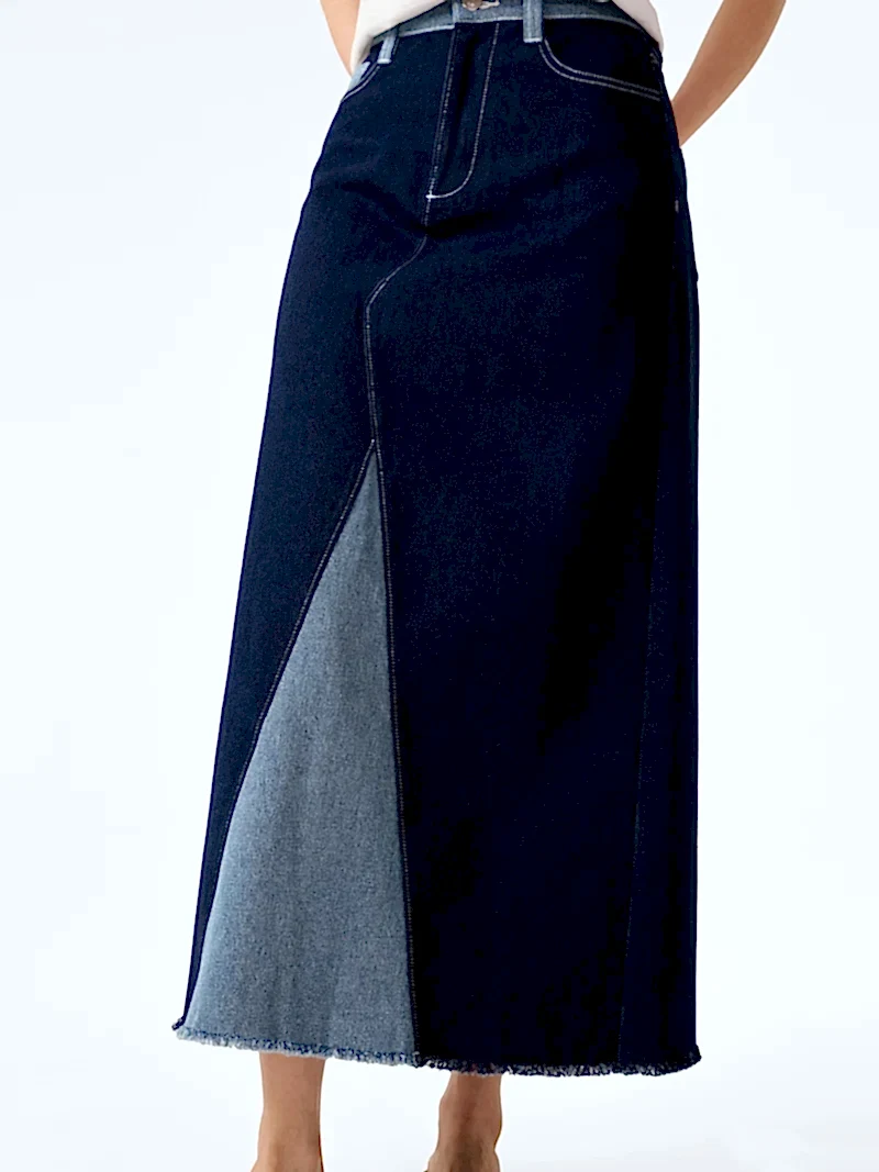 Benson Skirt in Indigo and Bleach