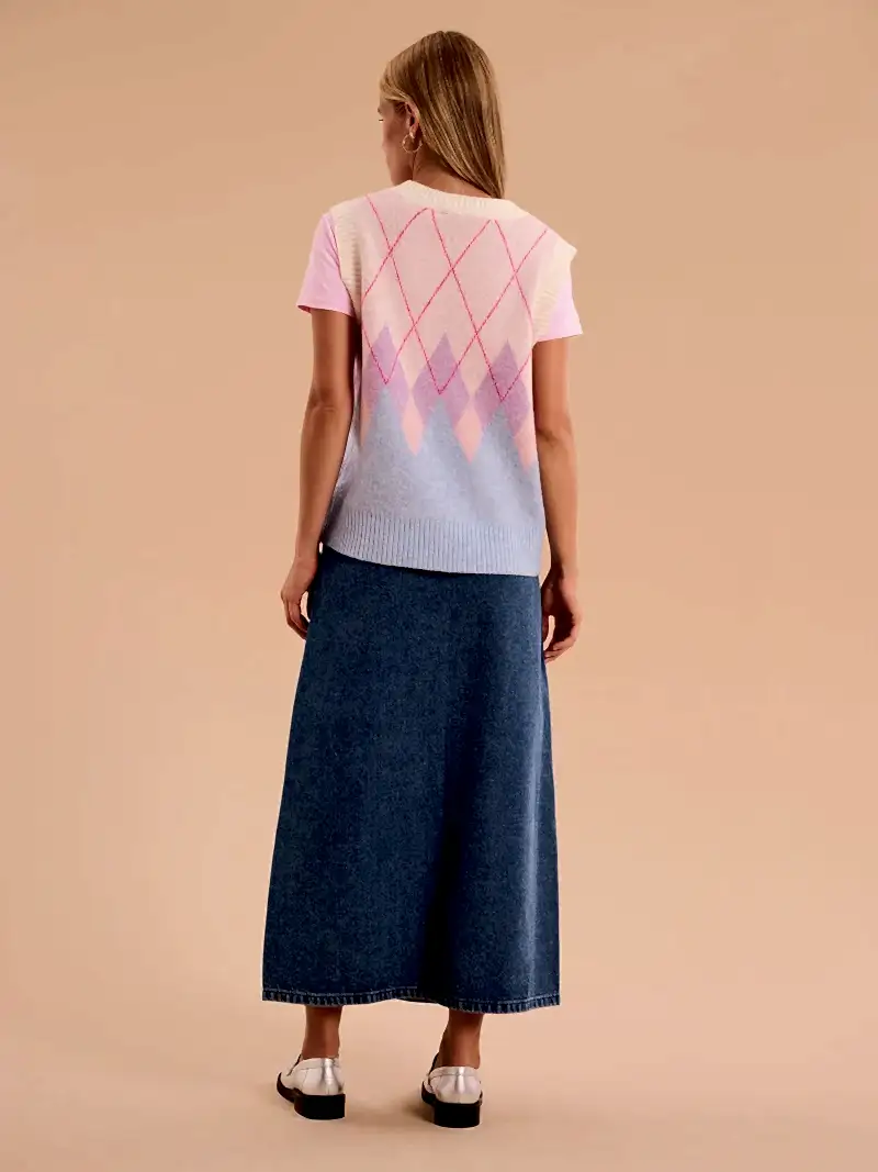 Bobbi Fluffy Argyle Vest