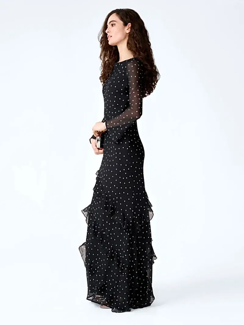 Bridie Dress in Black Polka Dot