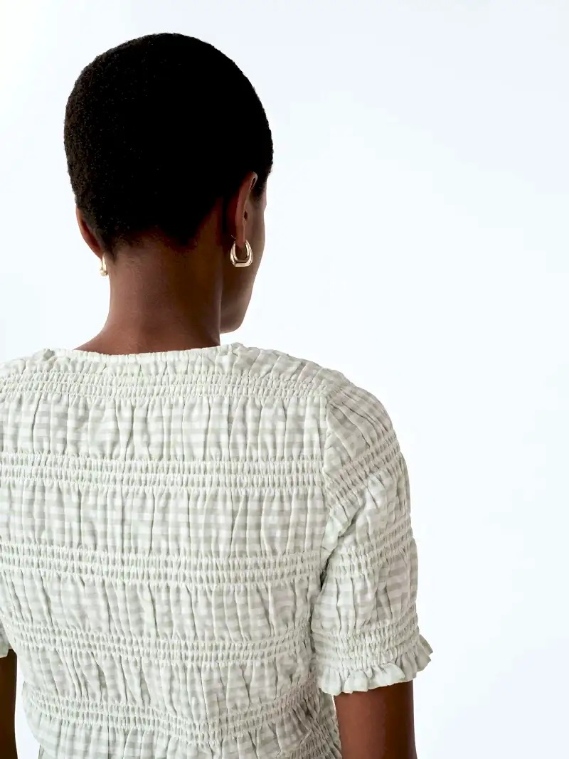 Burke Top in Mint and White Gingham
