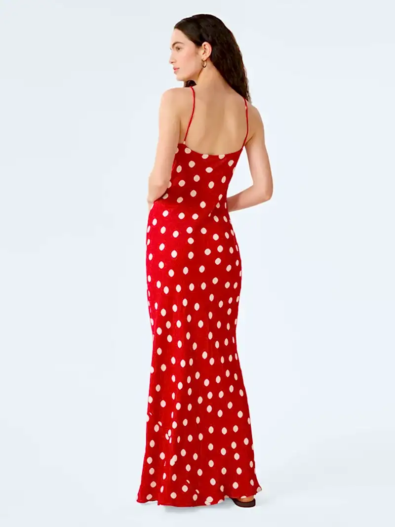 Cecile Dress in Red and Cream Polka Dot