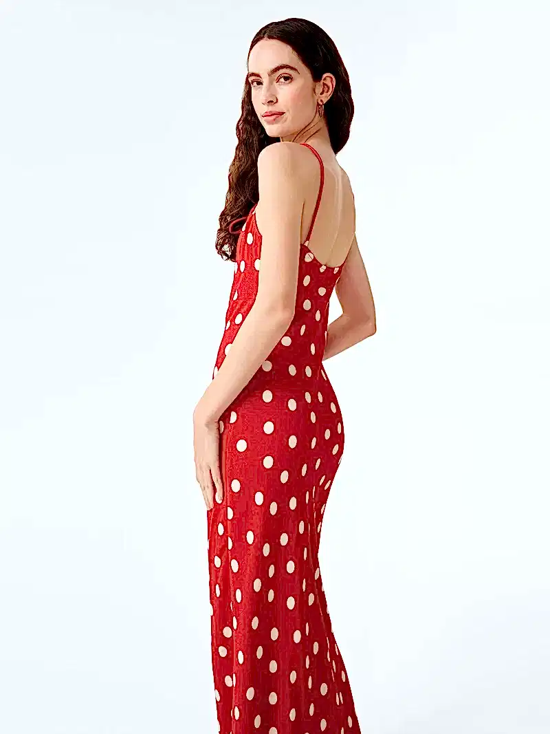 Cecile Dress in Red and Cream Polka Dot