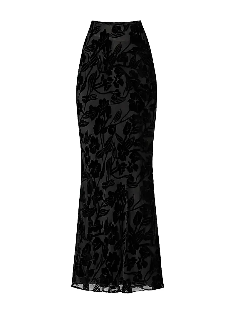 Cierra Skirt in Black Devore