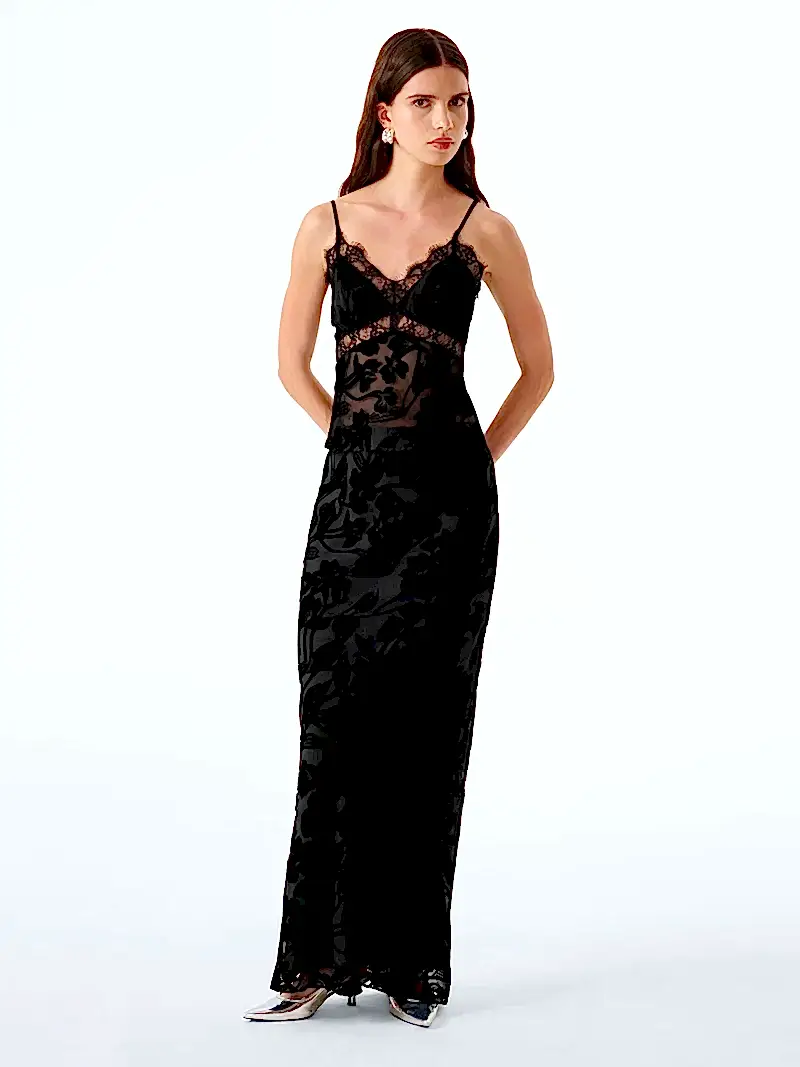Cierra Skirt in Black Devore