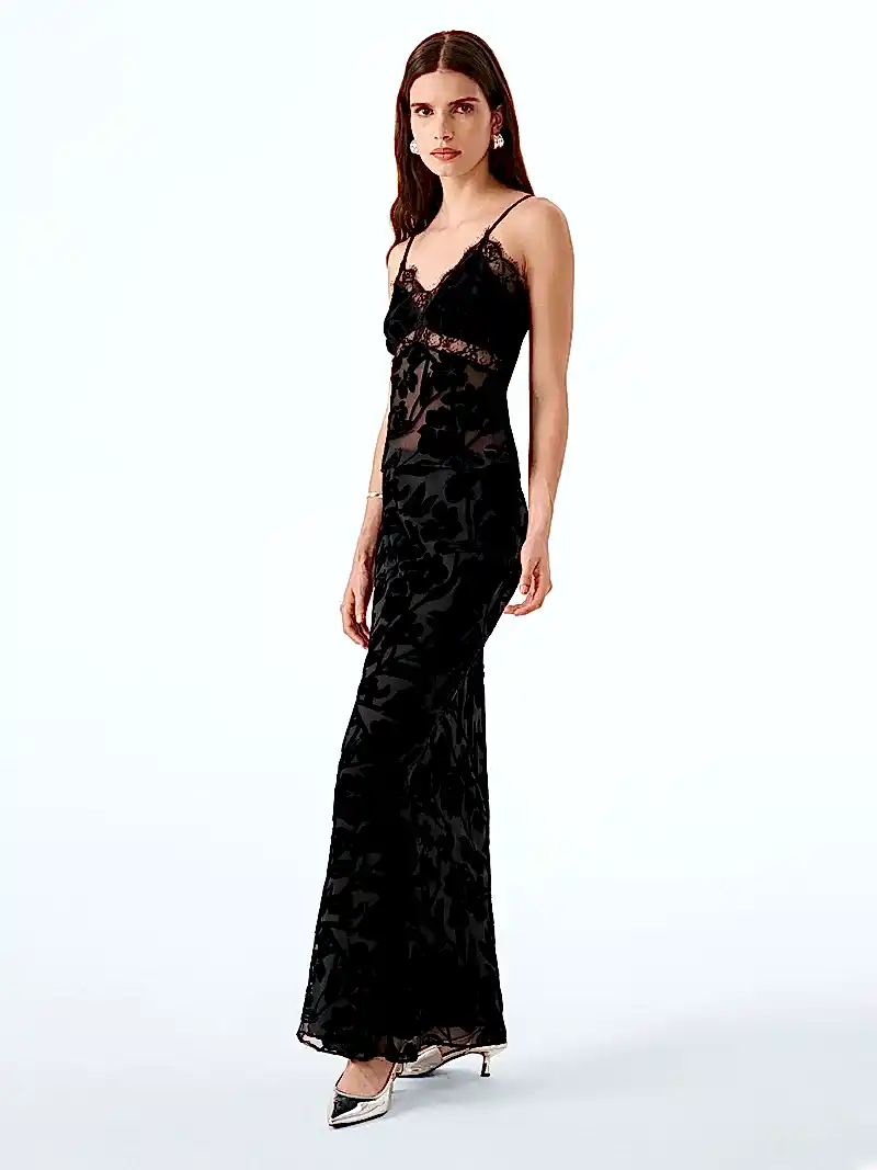 Cierra Skirt in Black Devore