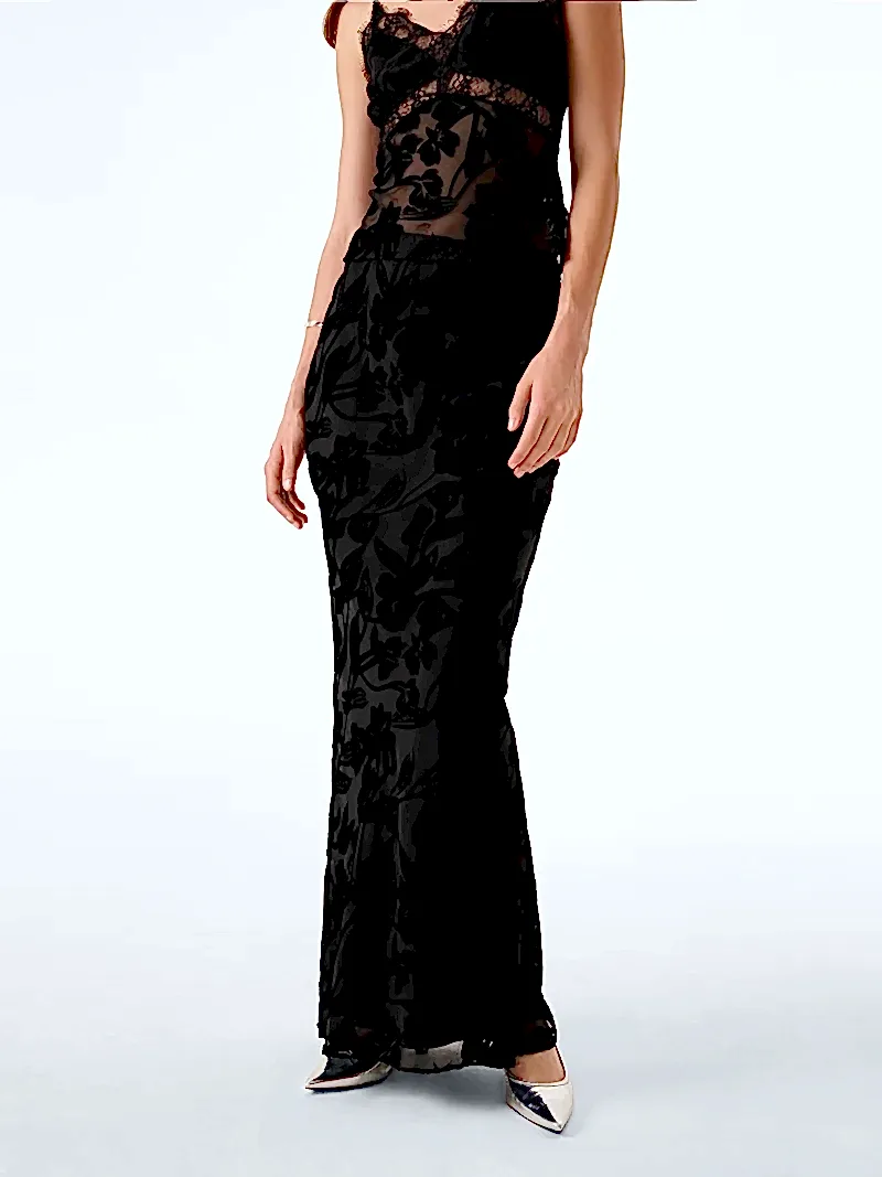 Cierra Skirt in Black Devore